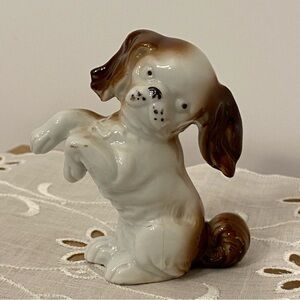 Vintage German Porcelain Cocker Spaniel Puppy Figurine Begging Dog Hand Painted